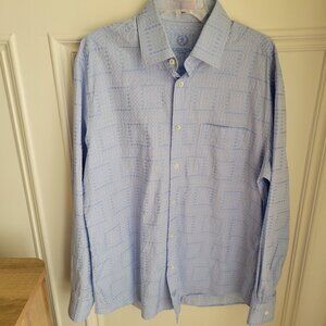 BUGATCHI UOMO Men's Dress Shirt - Sky Blue and White